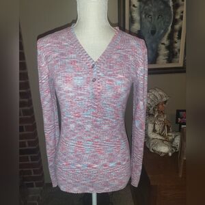 Sundance Pink and Gray V-Neck Sweater